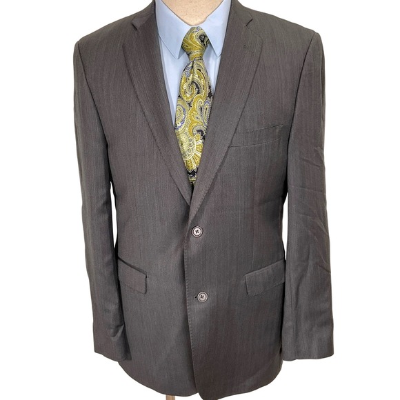 Ermenegildo Zegna Saks RED Mens 42L Charcoal Trim Fit Italian Wool Suit Jacket